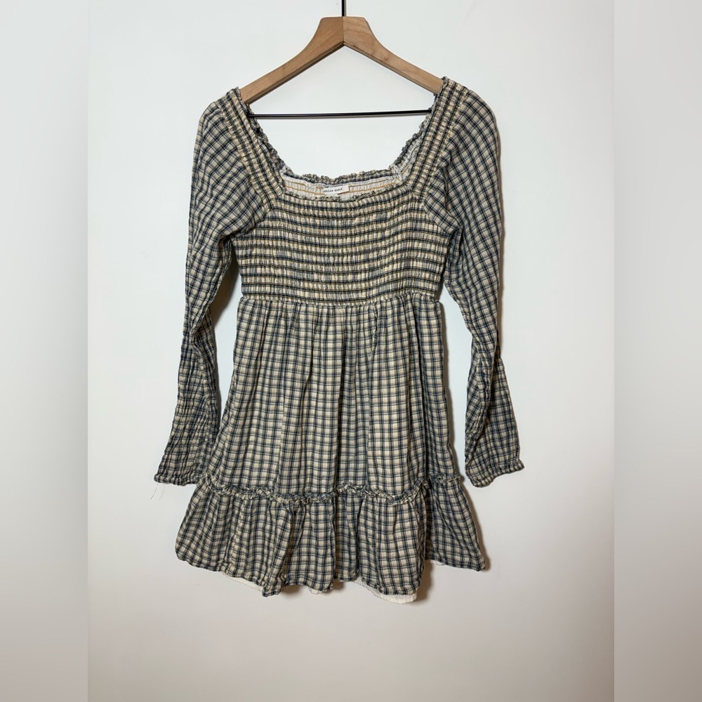 American Eagle Dress Plaid Cottagecore Country Western Babydoll Mini Dress Sz S